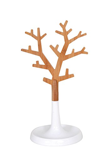 Preisvergleich Produktbild MSV Schmuckbaum Schmuckständer Bambus Weiß Höhe: 29,8cm