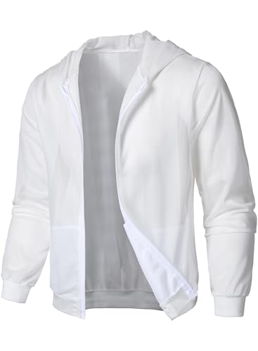 HOOD CEW Men’s Lightweight Jacket Summer Mesh Breathable Outdoor Sports Hooded Zipper Casual Jackets