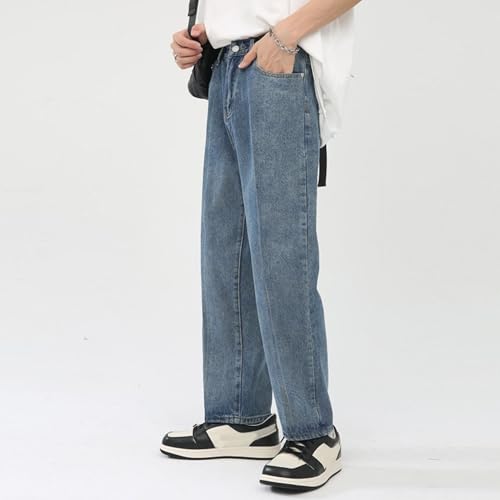 Jeans for Men Retro Straight Leg Jeans Wash Distressed Denim Pants Versatile Loose Fit Long Trousers2