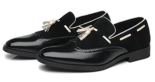 Santimon Mens Tassel Loafers Wingtip Brogue Antique Dress Leather Slip On Derby Casual Oxfords4