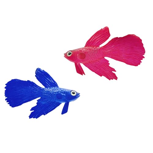 Image of 2 Pack Aquarium Floating Swimming Betta Fish Decor, Vivid Artificial Fish Tank Glowing Fish Ornament, Lifelike Funny Aquarium Fish Scenery for Betta Fish Lovers Small to Large Tank (Betta)