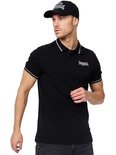 Lonsdale London Causton Homme Polo Noir M 100% Coton Regular/Coupe Standard