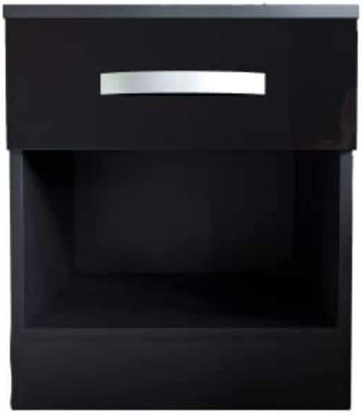 Amazon Brand - Movian High Gloss 1 Drawer Bedside Cabinet, Black, 47 x 40 x 36 cm