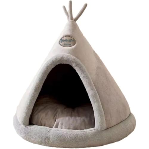Tufduzo ペットベッド ドーム型 ペットハウス 犬猫用 室内用 オールシーズン ふわふわ クッション付き 犬小屋 屋根付き 猫 テント おしゃれ 洗える 折りたたみ可 寝床 冷暖房 スタイル1 ホットカーペット対応 ペット用品 中型犬用 ベッド (M