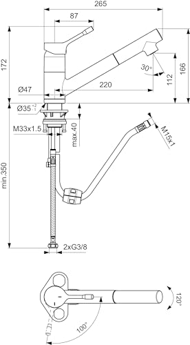 Mitigeur d'évier extractible Ideal Standard Ceralook à bec bas orientable - 3
