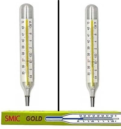 Image of MCP Healthcare Clinical Glass Thermometer for Underarm Thermometer for Adults and Kids, Accurate Professional and personal use SMIC Gold pack of 2