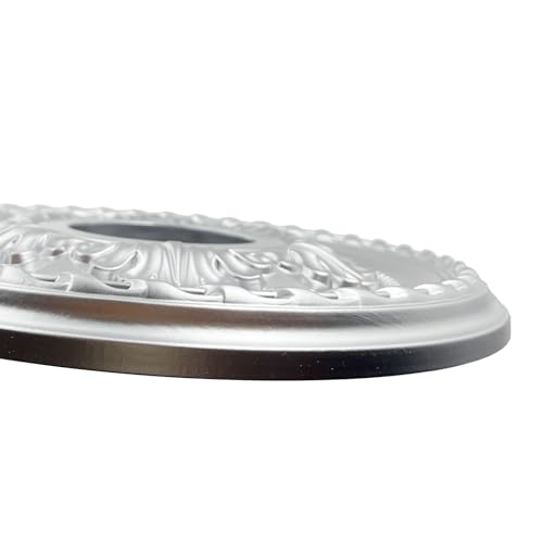 Image of Ceiling Medallion for Light Fixtures Ceiling Fan Medallion Ceiling Light Cover Plate Home Lighting Ceiling Medallions 12 inch OD x 3.6 inch ID(Silver)