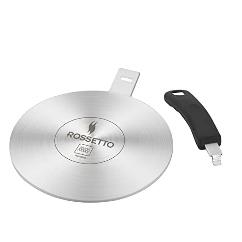 ROSSETTO Induktion Adapterplatte Induktionsadapterplatte Scheibe für Induktionskochfeld Wärmeverteiler mit abnehmbarem Griff für Kaffeemaschine Edelstahl (20cm)