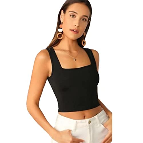 Image of SriSaras Women's Black & White Cotton Strechable Tank Tops /Crop Tops