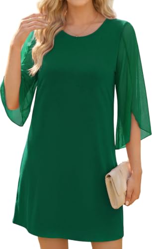 Enmain Damen Kleider Elegant Cocktailkleid Grün Damen A Linie Sommerkleid Mit Ärmel Partykleid Festlich Hochzeitsgast XL