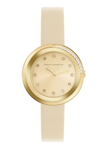 Image of French Connection Sunray Beige Round Dial with Beige Leather Strap Watch for Womens - FCO1PL