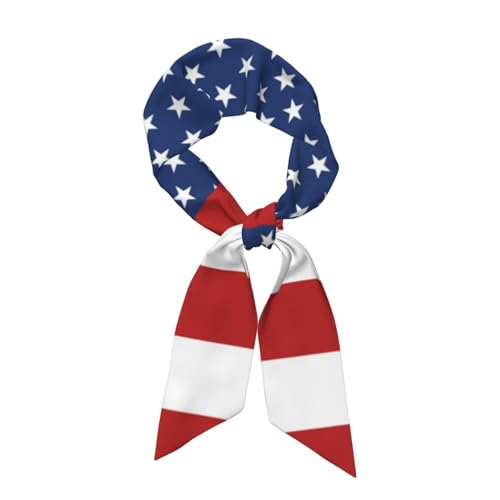 FDNUPIAN American flag USA Head Scarf Hair Neck Scarves For Women Scarfs Bags Band Hair Neck Scarves Silky Long Thin Satin Headscarf Fashion