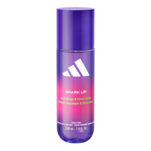 adidas Vibes Spark Up Acqua profumata spray per corpo e capelli, da Donna, Mood Boosting, Note di Mango succoso e Limone dolce, Per Ogni Occasione, 236 ml