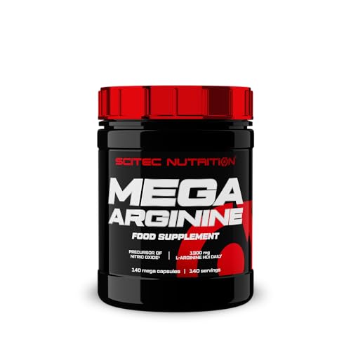 Scitec Nutrition Mega Arginine | Acide aminé | 1075 mg de L-Arginine par méga gélule | Pour les femmes et les hommes, 140 mega gélules