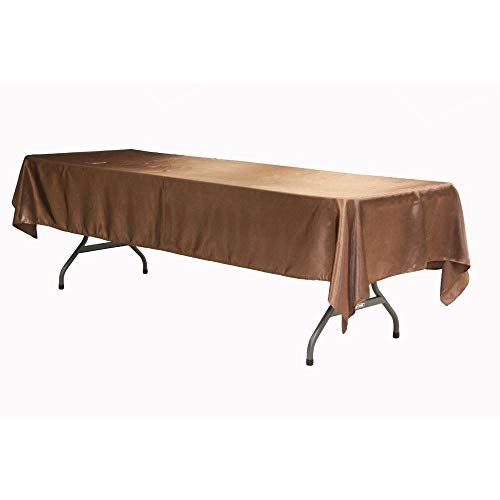 Elegant Rectangular Chocolate Brown Satin Tablecloth - 60" x 120"...