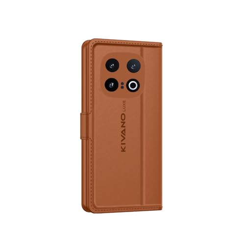 Image of KIVANO LUXE Compatible for iQOO 13 5G Luxury Handmade Leather Magnetic Flip Folio Case | Card Holder & Kickstand | Slim Protective Cover | Unisex - Brown