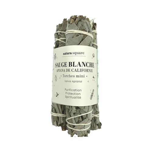 Natura Square – Juego de 3 mini antorchas salvia blanca de California para quemar – Hierba de purificación, protección, espiritualidad – fitosanitaria – Incienso natural, meditación, fumigación