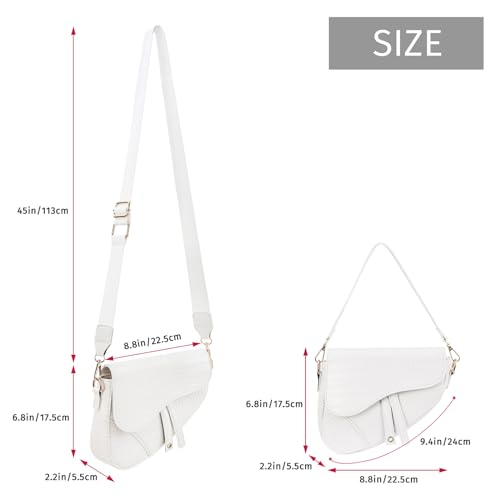 HDE Women's Saddle Shoulder Bag PU Leather Crossbody Purse Crocodile Handbag3