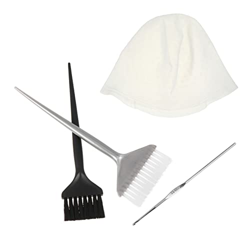 PACKOVE 4piezas Gorros para Teñir el Cabello de Silicona Reutilizables Kit de Tinte Cabello Aguja de Crochet de Metal para Uso Casero