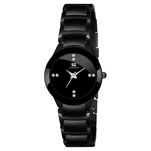 IIK COLLECTION Watches for Women Round Studded Dial Girls Watches |Analogue Movemnet Ladies Watch|Long Battery Life| Adjustable Bracelet Chain Strap|Double Lock Clasp Safety Watches for Girls.