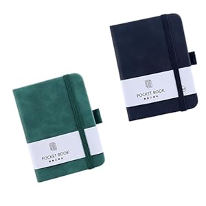Yeenano Notizblock a7,2 Pcs Portable A7 Notebook Small Notebooks Pocket Size Mini Small Notepad Notizbücher mit 200 Seiten für Schule Arbeit Reisen (Schwarz + Grün)