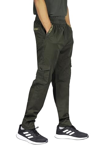 Image of KARTAVYA Cotton Cargo Track Pant for Men, Men's Regular Fit Track Pants Lower with Multi-Pockets & Side Pockets, Regular Fit for Men Track, Pajama for Men