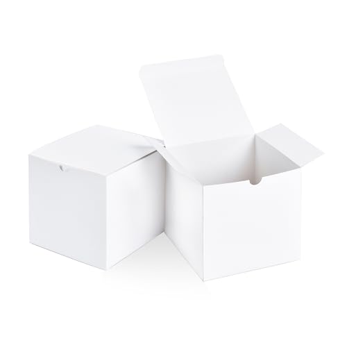 SHIPKEY 10 Pack White Cardboard Gift Boxes with lids |4x4x4inch Square Boxes | Small Gift Boxes Suitable for Party Wedding Christmas Holidays Birthdays and All Other Occasions