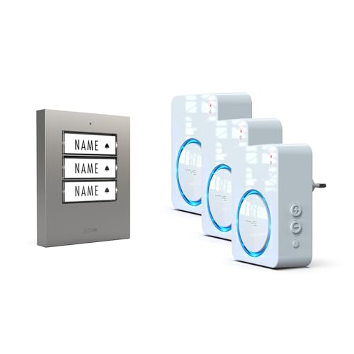 m-e Funkklingel BELL-523 AC Silber mit Sender und Empfänger für...