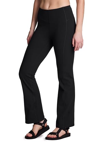 Avalanche Women's Bootcut Pants, Full Length Buttery Soft Corset Flare Legging Squat Proof Lounge Pants for Hiking, Workouts, Loungewear Black XL