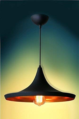 Image of GreyWings Black Aluminium Hanging Pendant Light for Indoor, Ceiling Lamp for Dining Table, Kitchen, Living Room, E27 Holder, Pack of 2