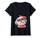 Photo Gallery donna lhasa apso dog mom bandana festa della mamma grafica maglietta con collo a v Photo Gallery donna lhasa apso dog mom bandana festa della mamma grafica maglietta con collo a v