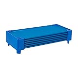 ECR4Kids Streamline Cot, Ready-To-Assemble, Standard Size, Classroom Furniture, Blue, 6-Pack