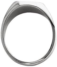 18K Palladium White Gold Gents Octagon Signet Ring W/Brush Finished Top Size 10 / 22.00X20.00 Mm