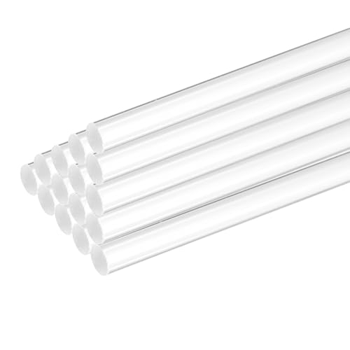 MECCANIXITY 15 Pcs Acrylic Round Rods 9/32" x 10" Clear Acrylic Dowel Rods Sticks Plastic Sticks Strip for Model Making DIY Crafts Lighting Gardening Decorations - 7mm x 250mm