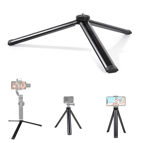 Mini Tripode para Movil Portátil Trípode de Mesa Tripode Camara de Aleación Aluminio con Tornillo 1/4' Compatible con Gopro Teléfono Estabilizador de Cardán Longitud 18cm Negro