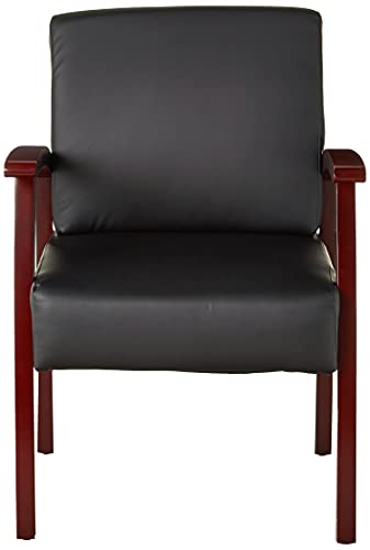 Lorell Black Leather/Wood Frame Guest Chair #TOP13