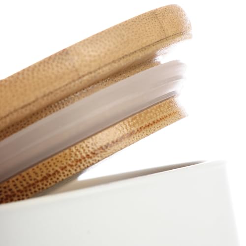 com-four® 3x Vorratsdose aus Keramik - Aufbewahrungsbox mit Bambus-Deckel - vielseitig verwendbare Kaffeedose - kleine Keramikbehälter für Lebensmittel (weiß - 08x09cm - 3 Stück)