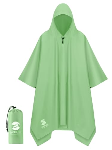 Image of SaphiRose Hooded Rain Poncho Waterproof Raincoat Jacket for Men Women Adults