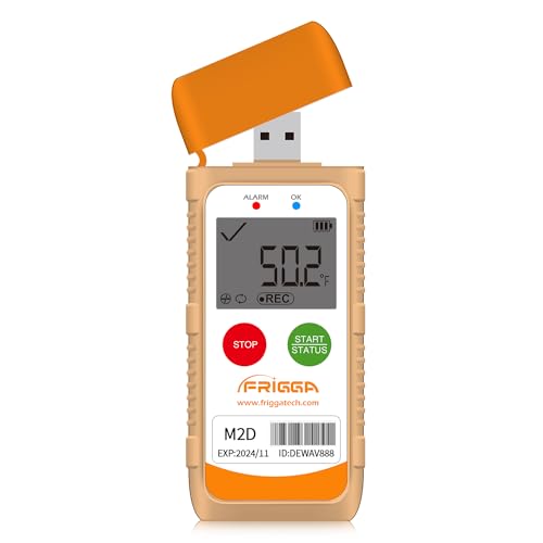 Image of Frigga M2D Reusable Temperature Data Logger Multi-Use USB Digital Temperature Recorder 14400 Points High Accuracy Refrigerator Thermometer Logger PDF CSV Report