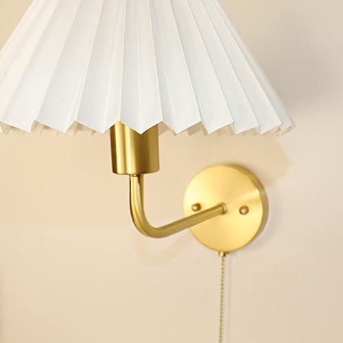 Linterna de pared de cobre elegante y aplique de tela plisada de diseño nórdico 5