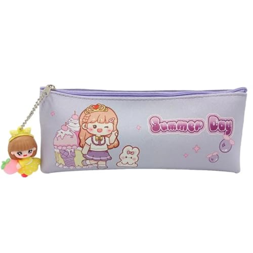 Estojo Escolar Princesa Milkshake com Zíper e chaveiro Porta treco Porta lápis Porta caneta necessaire (Princesa - Lilás)