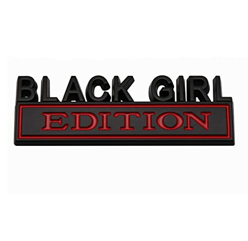 Image of 2Pc Black Girl Edition Emblem 3D Fender Badge Car Truck Decal Fit for Car Truck SUV (Black Red)