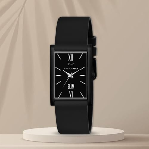 Image of CHARLIEKEEN Slim Analogue Watch, Black Dial, Leather Strap