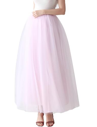 Womens A line Maxi Tulle Tutu Skirt for Prom Party Pink XL XXL