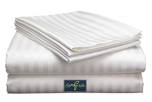 Sofrtio 100% Cotton Self-Striped Hotel and Resort Bedsheet Set (Double - 90"x100" - inches) with 2 Pillow Covers - 300 Thread Count Luxury Linens by Comfi Cottons (B0CVFST2WT) Amazon Price History, Amazon Price Tracker