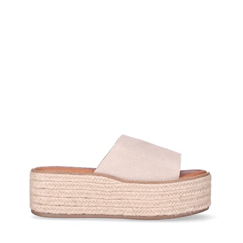 Chika 10 BONNA 26 Platine en cuir véritable avec semelle plate et brides dorées élégantes