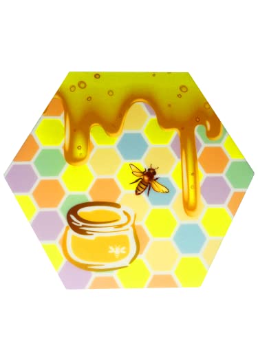 Trippy Mats - Silicone Heat Resistant Cooking Mat, Wax Mat, Cool Designs, Hexagon Non Stick Mat. (Honey Pot Mat)