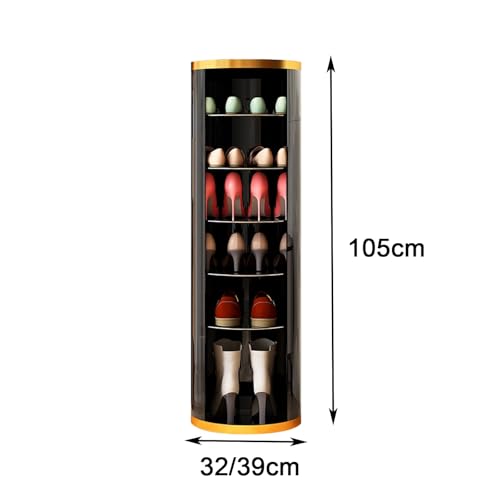 Étagère à chaussures rotative haut de gamme design noir 360 degrés ronde