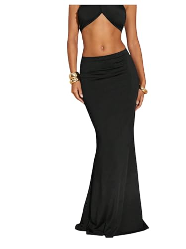 GORGLITTER Women's High Waisted Bodycon Maxi Skirt Flowy Pencil Long