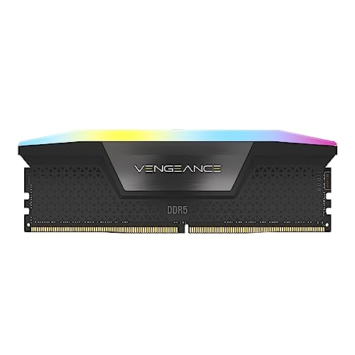 CORSAIR Vengeance RGB DDR5 RAM 16GB (1x16GB) Bis zu 5600MHz CL40 Intel XMP 3.0 Desktop-Arbeitsspeicher – Schwarz (CMH16GX5M1B5600C40)
